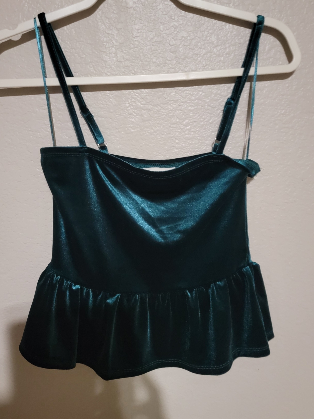 jcpenney Teal Velvet Peplum Cami Top